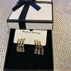 Beautiful Cubic Zirconia Decor Drop Earrings